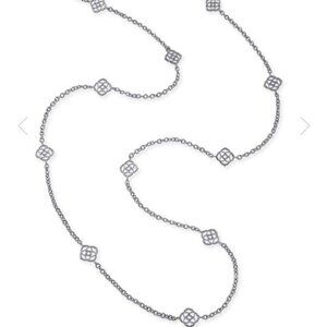 Kendra Scott Devalyn Long Station Necklace Logo Medallion Silver